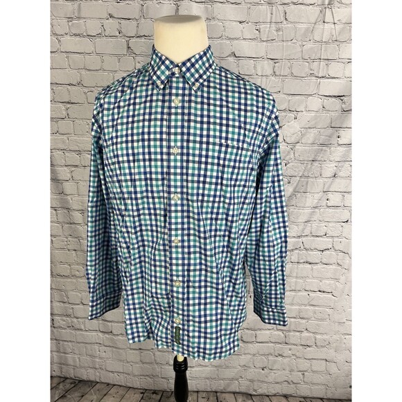 Orvis Nonstop Twill Active Fit Shirt Mens SZ Large Nylon Blue,White - Picture 2 of 9